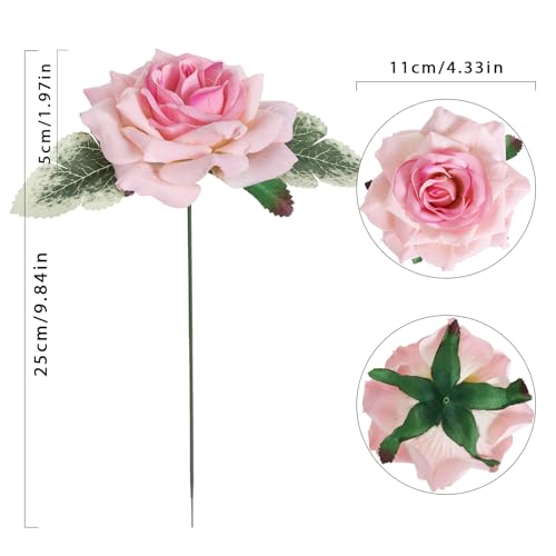 Pink Roses Artificial Flowers 4.3" Velvet Roses 16pcs Pink Flowers Artificial for Decoration Fake Pink Roses for Wedding Bridal Bouquets Party Centerpieces Home Table Decor (Pink) - color: 4.3" Pink