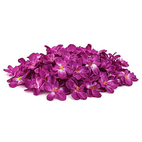 60Pcs Artificial Orchids Flower Heads, Purple-red Fake Orchid Blooms Heads for Wedding Cake Centerpieces Decor Bouquet Making DIY Crafts Bridal Shower Photography Props - color: Purple and Red