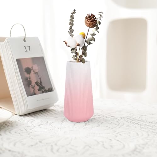 Gradient Pink Ceramic Vase, GUKJOB Small Cute Flower Vase for Pampas Grass, Home, Living Room, Dining Table, Farmhouse, Office Decor, Bedroom, Table, and Kitchen Shelf (Gradient Pink) - color: Small Gradient Pink