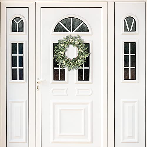 Pinkpum 20'' Eucalyptus Wreath for Front Door, Porch, Window - Green Decor for Home, Farmhouse - Spring, Summer, Fall, All Seasons - color: White, size: 20''