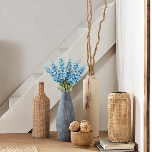 6PCS Ice Blue Delphinium Artificial Flowers 33" Larkspur Silk Flowers Long Stem Artificial Flowers for Tall Vase Wedding Centerpieces for Tables Home Decor Indoor (Ice Blue) - color: Ice Blue
