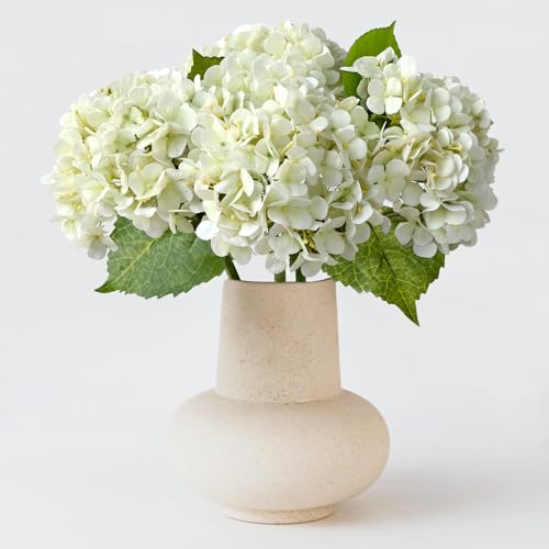 ZYTUYO 20 inches 4 Pcs Ivory White Real Touch Hydrangea Artificial Flowers Boho Lifelike Real Looking Latex Hydrangeas Flower with Long Stem for Home Decor Spring Table Centrepiece - color: Ivory White