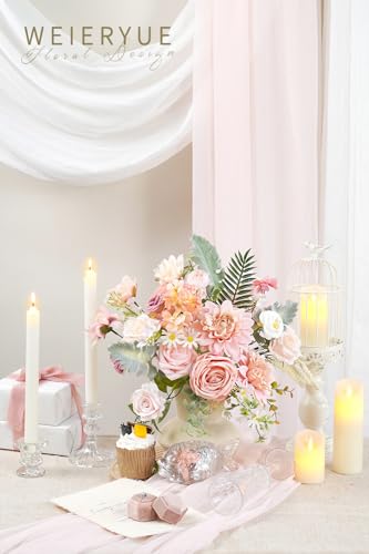 Pink Artificial Flowers Combo Box Wedding Decor,Fake Flowers,Flowers for Decoration,Silk Flowers for Home Decor Indoor,Cake Flowers,Faux Flowers for Crafts - color: Romantic Pink
