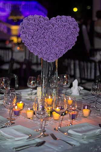 Artificial Roses,200PCS Purple Foam Roses 1.97in Stemless Rose Artificial Flower Heads for Craft DIY Wedding Party Home Decoration(Dark Purple) - color: Dark Purple