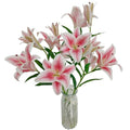 Artificial Lily Flowers,4 Pcs Faux Lily Flowers,32.5 Inch Long Stem Tiger Lily Branch with 2 Full Blooms and 1 Bud, Latex Real Touch Lilium Flower for Wedding Bouquet (4, Pink) - color: Pink