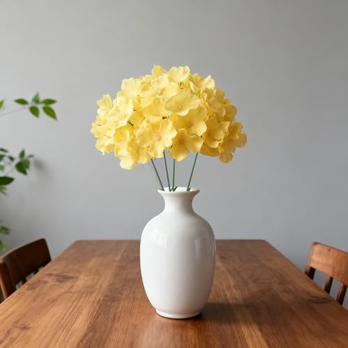 WEISPARK 100PCS Artificial Hydrangea Flowers, Fake Flowers Silk Hydrangea Full Flowers Heads with Stems for Wedding Home Party Shop Baby Shower Decor (Yellow Champagne) - color: Yellow Champagne