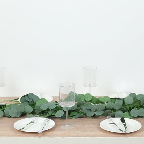 Efavormart 12 Pack 6.5ft Artificial Eucalyptus Leaf Garlands, Bulk Silk Greenery Vines for Modern Table Runners, Wedding Arch Framing and Interior Wall Texture Styling - color: Type18