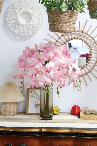 Pink Orchid Artificial Flowers 5PCS Fake Orchid 35.4" Faux Orchid Stems Phalaenopsis Branches for Tall Vase for Bridal Shower Home Party Wedding Centerpices (Pink) - color: Pink