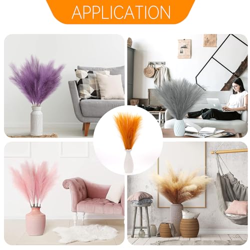 Faux Pampas Grass Decor ， 21.7 Inch Artificial Pampas Grass Golden Reed Grass, Vase Filler for Home Decor, Room, Bathroom, Wedding, Table Centerpiece - 20PCS - color: Golden