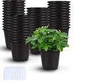 Augshy Nursery Pots, 110 Pcs Black Plastic Plant Pots 4 Inches Seed Starting Pots Containers with 110 Labels - size: 4 Inches