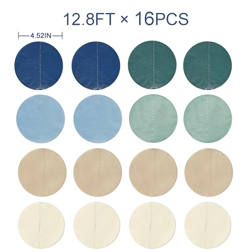 205 Ft Sage Green Dusty Blue Khaki Beige Circle Dot Backdrop Garland Tissue Paper Polka Dots Hanging Streamer for Baby Shower Birthday Wedding One Silly Goose Themed Party Decorations Supplies - color: Dusty Blue Green