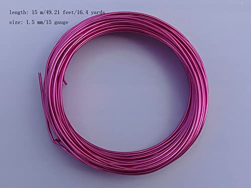 15 Gauge Anodized Aluminum Wire 49 Feet for Jewelry Making Craft DIY（1.5mm,Pink,41520） - color: Pink, size: 15 Gauge