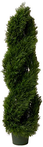 Nearly Natural Double Pond Cypress 4 ft. H Spiral Topiary UV Resistant with 1036 Leaves (Indoor/Outdoor) - size: 10 in x 48 in x 10 in
