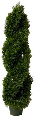 Nearly Natural Double Pond Cypress 4 ft. H Spiral Topiary UV Resistant with 1036 Leaves (Indoor/Outdoor) - size: 10 in x 48 in x 10 in