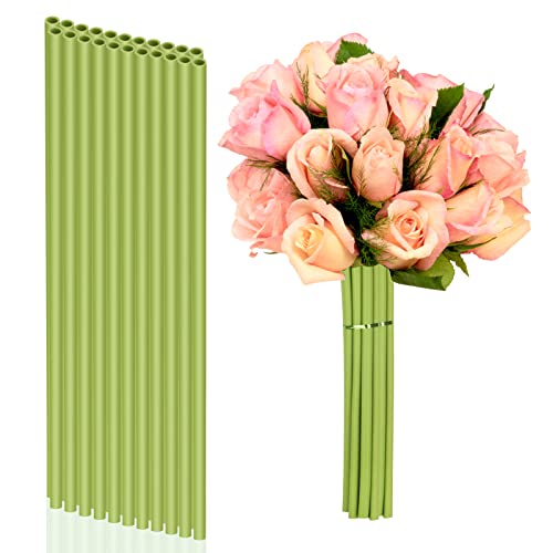 DLUGOPIS 20 Pcs 1/4 inches Stem Covers for DIY Bouquets 12 inch Artificial Flower Stem Covers for DIY Wedding Centerpiece Bouquet (Yellow Green) - color: Yellow Green
