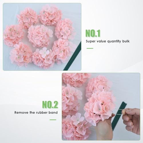 AVIVIHO 60 PCS Pink Hydrangea Artificial Flowers Bulk Fake Hydrangea Silk Flowers with Stems Flower Bouquets for Florals Arrangement Home Wedding Party Centerpieces Decor Arch Decoration - color: Pink, size: 60PCS