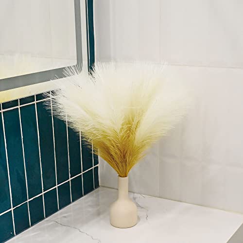 6 PCS Faux Pampas Grass Arrangement - 18"/45cm Artificial Fluffy Pompous Grass Stems for Boho Chic Home and Wedding Decor (Khaki Gradient) - color: A4- Khaki Gradient
