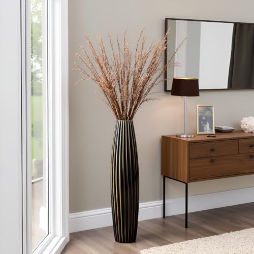 Floor Vases, Tall Floor Vase 23.6 inch (60CM, 1.96FT) Tall Vases, Sturdy Black Vase for Living Room Decor, Resin Bronze Color - color: Brown