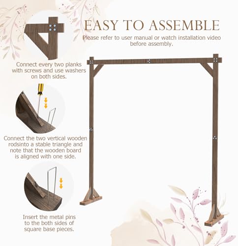 7.2FT Wooden Wedding Arch Square Wood Arches Arbor Backdrop Stand for Ceremony Indoor Outdoor Wedding Party Proposal Scene Garden Beach Forest Rustic Boho Decoration - color: Square