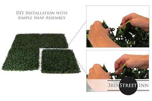3rd Street Inn Artificial Greenery Wall Panels for Privacy - 12-Pack - color: Saw Toothed Boxwood
