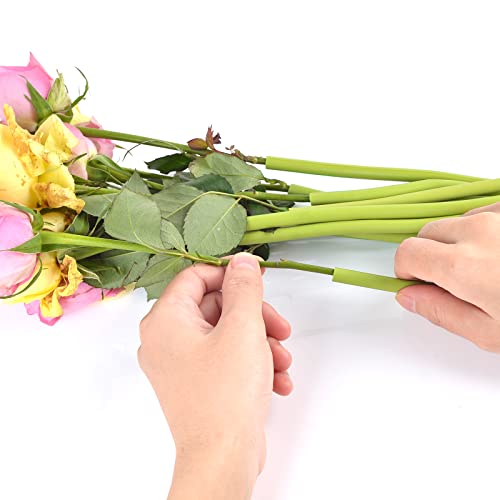DLUGOPIS 20 Pcs 1/4 inches Stem Covers for DIY Bouquets 12 inch Artificial Flower Stem Covers for DIY Wedding Centerpiece Bouquet (Yellow Green) - color: Yellow Green