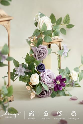 Ling's moment 6Pack 1.8ft Artificial Flowers Garland Lilac Lantern Flower Arch Floral Light Purple Centerpieces Wedding Aisle Decor Chair for Signs Table Wall Window Decoration（not including lanterns） - color: Prpl-pastel Purple