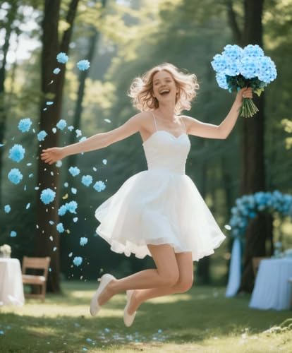 50 Pack Artificial Light Blue Hydrangea Flowers with Leaves, 6 Inch Silk Flower Heads, DIY Mother's Day Wedding Decor Set with 100 Leaves, 50 Stems - color: Light Blue