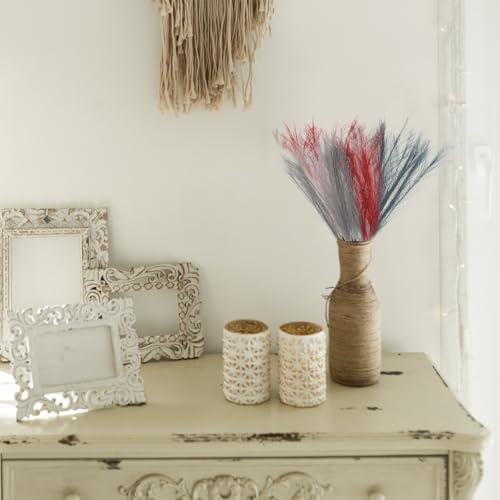 uxcell 50 Pcs Faux Pampas Grass 52cm/20.5" Artificial Fake Dried Pampas Grass Decor with Stem for Floor Vase Filler, Wedding Decoration, Home Decoration, Beige - color: Beige