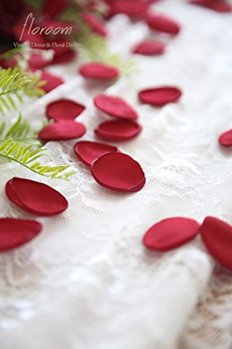 Floroom 500pcs Rose Petals Dark Red Faux Silk Flower Petals for Wedding Flower Girl Basket Aisle Scatter Dinner Table Centerpieces Party Confetti Bridal Shower Romantic Night Decoration - color: Dark Red, size: 500pcs
