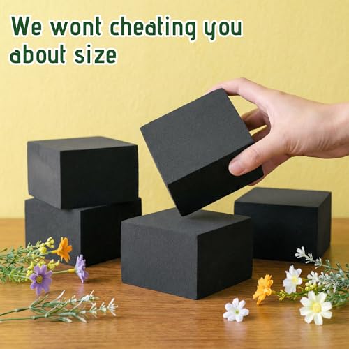 Max Shape Black Floral Foam Blocks 4.02"x4.02"x2.99" for Artificial & Dried Flowers, Reusable Floral Foam Blocks, Water Resistant Flower Foam Blocks, Dry Floral Foams for Artificial Flowers 8Pack - color: 8 Pack, size: 4x4x3"