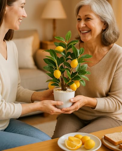 AceList Artificial Lemon Tree with White Pot, 18” Faux Citrus Plant for Kitchen, Bathroom, Office or Shelf Decor, Vibrant Year-Round Home Accent Gift - color: Lemon