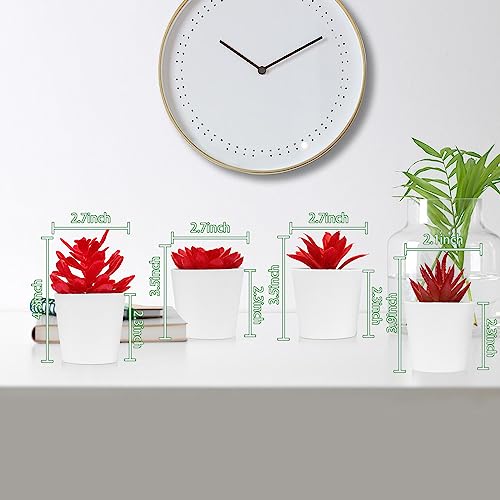 Uguisu Artificial Potted Plant, Simulated Gem Flower, Lotus Flower, Spring Artificial Succulent Plant, Small Artificial Plant, Spring Artificial Fake Plant, Office Home Wall Decoration (4/Red) - color: Red