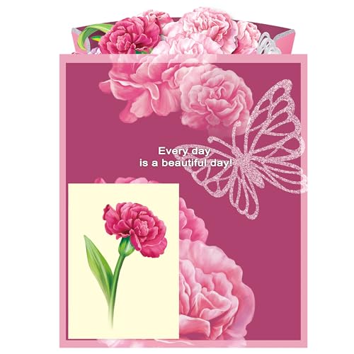 Airpark Pop Up Flower Cards, 3D Paper Flowers Bouquet Birthday Card 10’‘ with Blank Note and Envelope, Mother's Day, Get Well Greeting, Anniversary, Thank You Gifts Cards for Women Mom Girls Friends, Pink Carnations - style: Pink Carnations