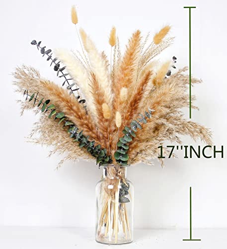 110 PCS of Boho Pampas Grass Decor, Naturally Dried Pompas, Bunny Tails Dried Flowers, and dried eucalyptus. Perfect for Weddings, Boho Party Decorations, and Table Decor. - size: 110PCS 14-17inch Mixed