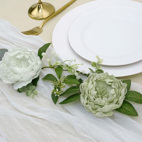 Artificial Flowers, 16pcs Artificial Roses for DIY Wedding Bouquets Centerpieces Arrangements, Sage Green Peonies Flowers with Stem for Bridal Shower Party Home Decorations - color: Sage Green Peonies, size: 16pcs