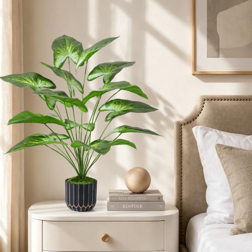 florisso 26" 3D Printed Artificial Tropical Potted Plant, Realistic Tall Faux Plant Indoor Outdoor Tree for Living Room Home Decor - size: 26" Tropical Plant