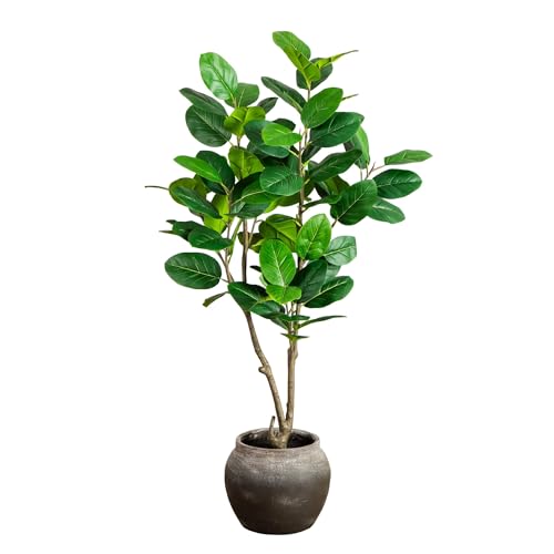 Nearly Natural 4ft Artificial Audrey Ficus Tree in Rustic Planter - Indoor Fake Tree for Home Decor - Lifelike Greenery