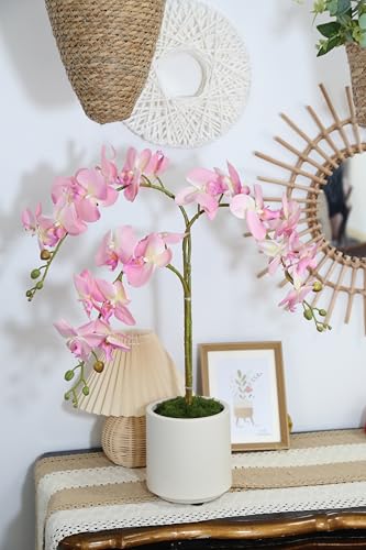 Pink Orchid Artificial Flowers 5PCS Fake Orchid 35.4" Faux Orchid Stems Phalaenopsis Branches for Tall Vase for Bridal Shower Home Party Wedding Centerpices (Pink) - color: Pink