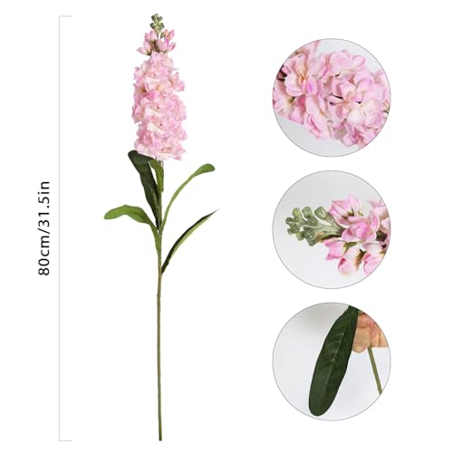 IPOPU Pink Silk Snapdragon Artificial Flowers, 6PCS Antirrhinum Fake Flowers 31.50'' Long Stem Delphinium Faux Flowers for Home Decor Wedding Table Centerpieces (Light Pink) - color: Light Pink