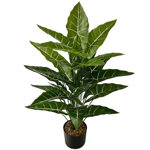 Aglaonema Plant with Variegated Green and Red Leaves, Fake Tree Leaf Simulation Flower Bonsai for Party Decoration Artificial Plants Floor Home Room Decor Ornament (Green No Flowerpot, 85cm) - color: Green No Flowerpot, size: 85cm