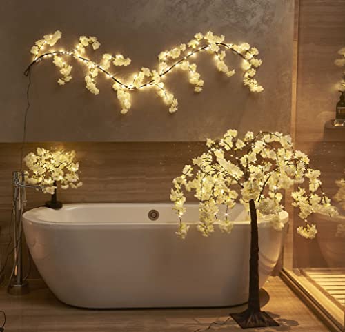 Hairui Cherry Blossom Tree with Lights 4FT 180 Fairy Lights, Artificial Lighted Tree for Spring Wedding Birthday Party Decoration Inside Outdoor - style: 4FT-Cherry Tree