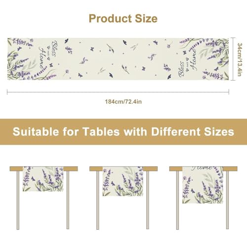 Purple Floral Table Runner, Spring Summer Watercolor Lavender Flower Wildflower Country Farmhouse Coffee Table Center Decor for Home Kitchen Dining Patio Holiday Party Table Decorations 13x36 inches - color: Tr-flower02, size: 13x36" Table Runner