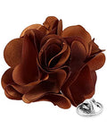 Premium Men's Formal Solid Color Flower Lapel Pin - Boutonniere for Men, Brooch Pin - color: Whiskey