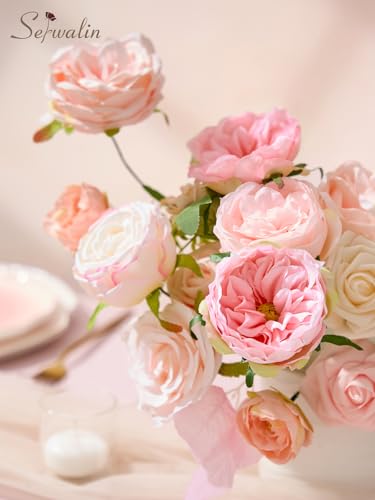Serwalin Artificial Flowers Pink Flowers Fake Silk Flowers Wedding Cake Flowers for Wedding Bouquets Table Centerpieces Spring Decor Party Baby Shower Decoration - color: A Athens Pink, size: 1 Box