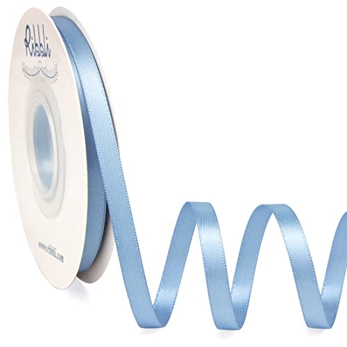 Ribbli Dusty Blue Satin Ribbon,Double Faced Satin 1/4 inch x Continuous 25 Yards,Use for Bows Bouquet,Gift Wrapping,Wedding Decoration,Floral Arrangement - color: Blue Dusty, size: 1/4 inch