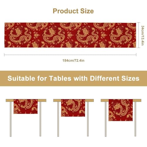 Chinese Dragon Table Runner, Traditional Zodiac Dragon Asian Mythical Dragon Print Table Runner for Home Party Kitchen Dining Table Wedding Party 13x36in - color: Aisa-2, size: 13x36in