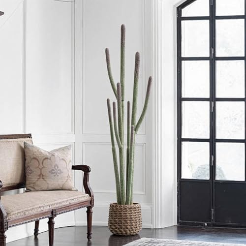 64” Artificial Cactus Plant with Brown Decorative Planter, Realistic Faux Cactus Plants Indoor, Tropical Artificial Cacti Floor Plant for Table Living Room Office Porch Home & Outdoor Decor - size: 64''
