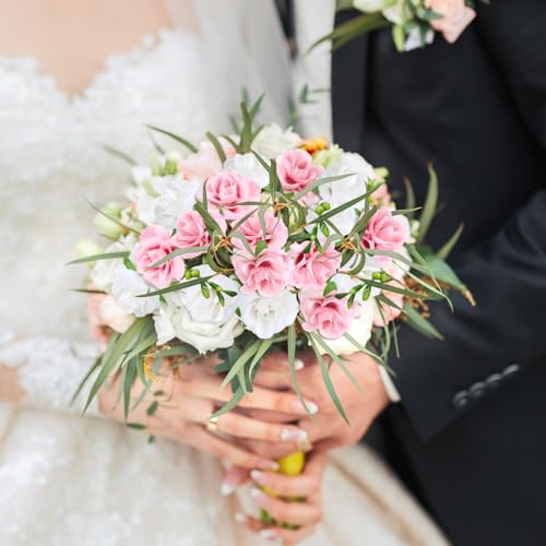 Yinsun 50pcs Mini Roses Artificial Flower Heads, 1.6” Small Silk Fake Rose for DIY Wedding Bridal Shower Baby Shower Party Decoration (Pink and White) - color: Pink and White, size: 1.57 Inch