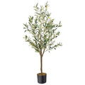 Artificial Fake Olive Tree 4FT Tall 1Pack Faux Silk Olive Tree for Home Living Room Office Decor Faux Artificial Plants Indoor Fake Potted Plants with Fruit & Free Moss - size: 4ft