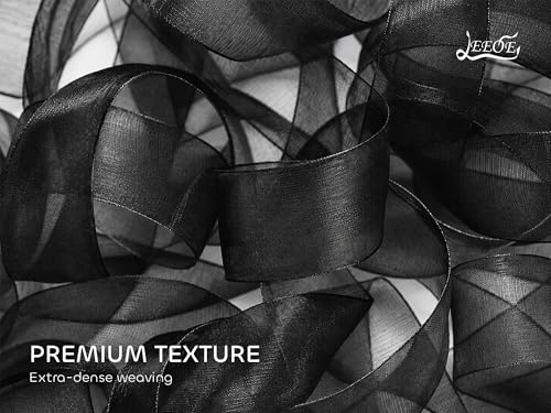 Black Organza Ribbon 1 inch x 100 Yards Sheer Chiffon Ribbon for Gift Wrapping Wedding Invitations Party Decoration Bridal Bouquets Crafts - color: Black, size: 1" X 100 Yards